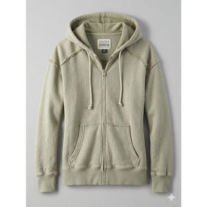 American Eagle Sage Green Seriously Lived-In Full Zip Hoodie XS/S Raw Seam